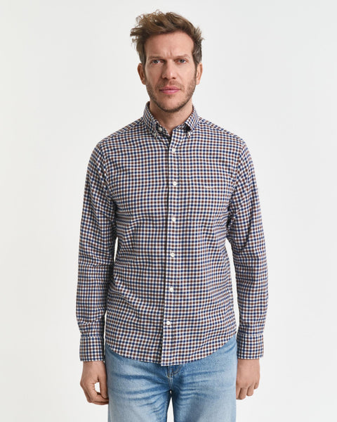 REG TWILL GINGHAM SHIRT Brun