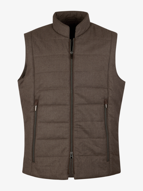 Vest zip Alcantara wool Brun