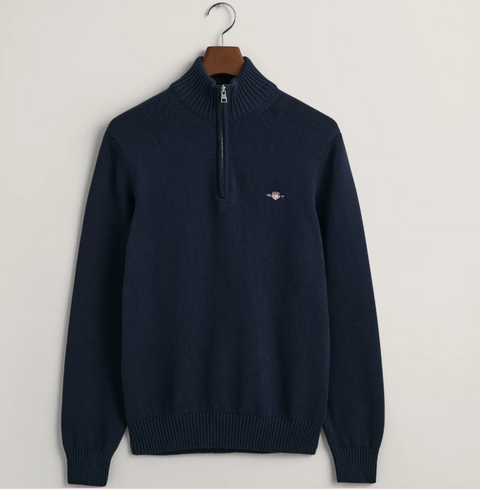 Casual cotton 1/2 zip Blå