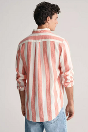 Reg Bold Stripe Linen Shirt, 828 Lys Rosa