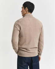 Superfine Lambswool Zip Cardigan Khaki