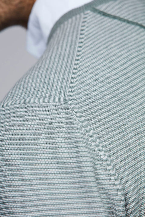 Crew Neck Micro stripe knit Grønn
