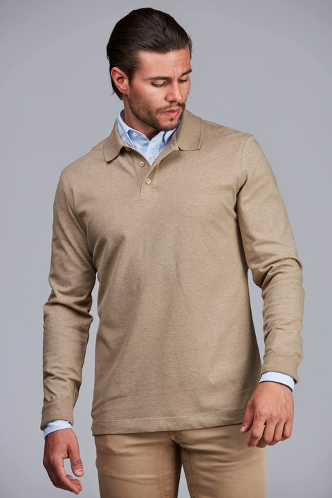 Classic Longsleeve polo, beige Beige