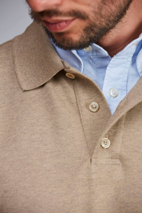 Classic Longsleeve polo, beige Beige