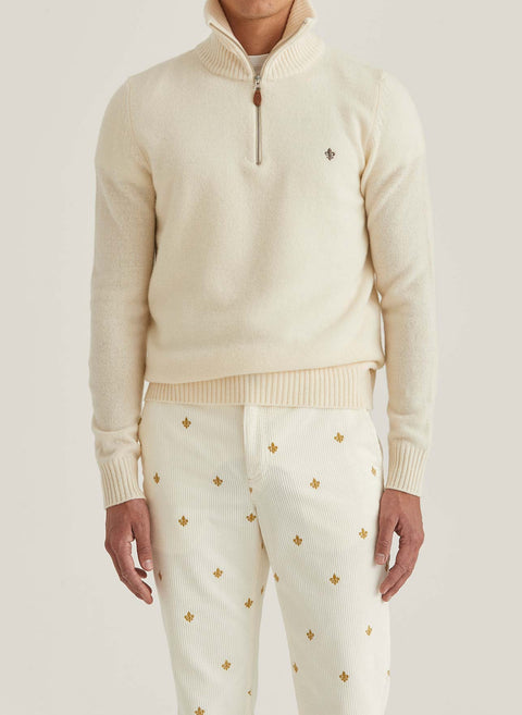 Newton Half Zip Off-White