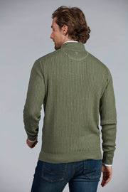 Half Zip Cable Knit, Green Grønn