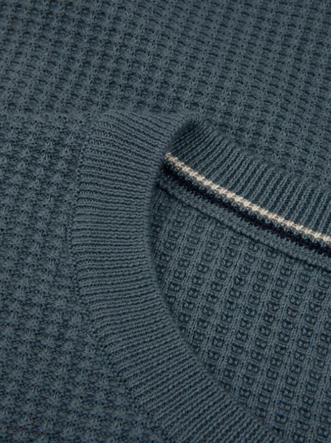 Knitted Textur Cotton Crew Mørkeblå