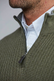 Half Zip Cable Knit, Green Grønn