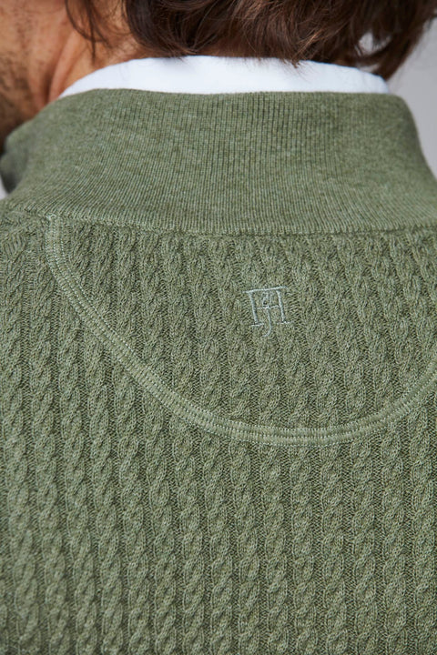 Half zip mini cable Knit Grønn