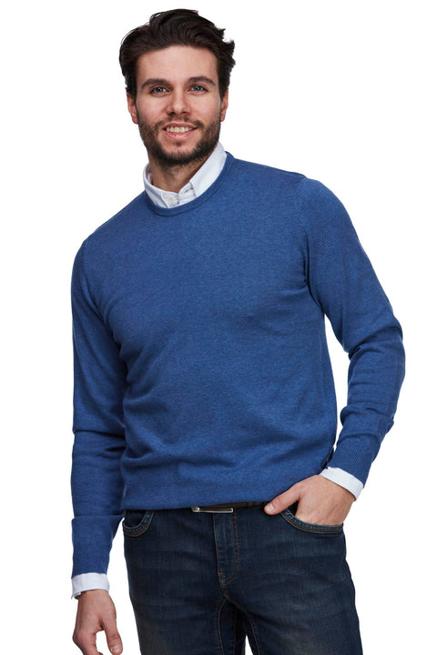 Cotton crew neck knit Blå