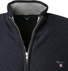 Triangle Texture Fullzip Mørkeblå