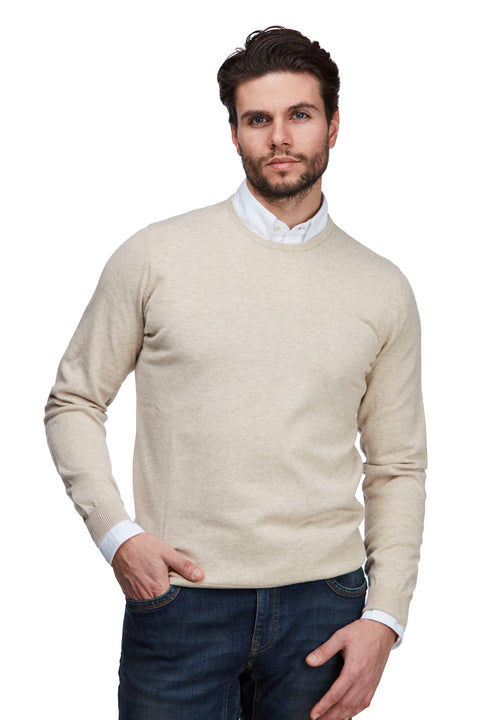 Cotton crew neck Sand